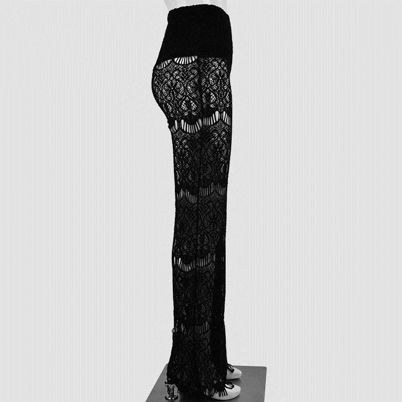 Женские шаровары кружевные Флористический с высокой талией просвечивающие брюки капри Лоскутные широкие брюки прозрачные брюки пляжные длинные брюки