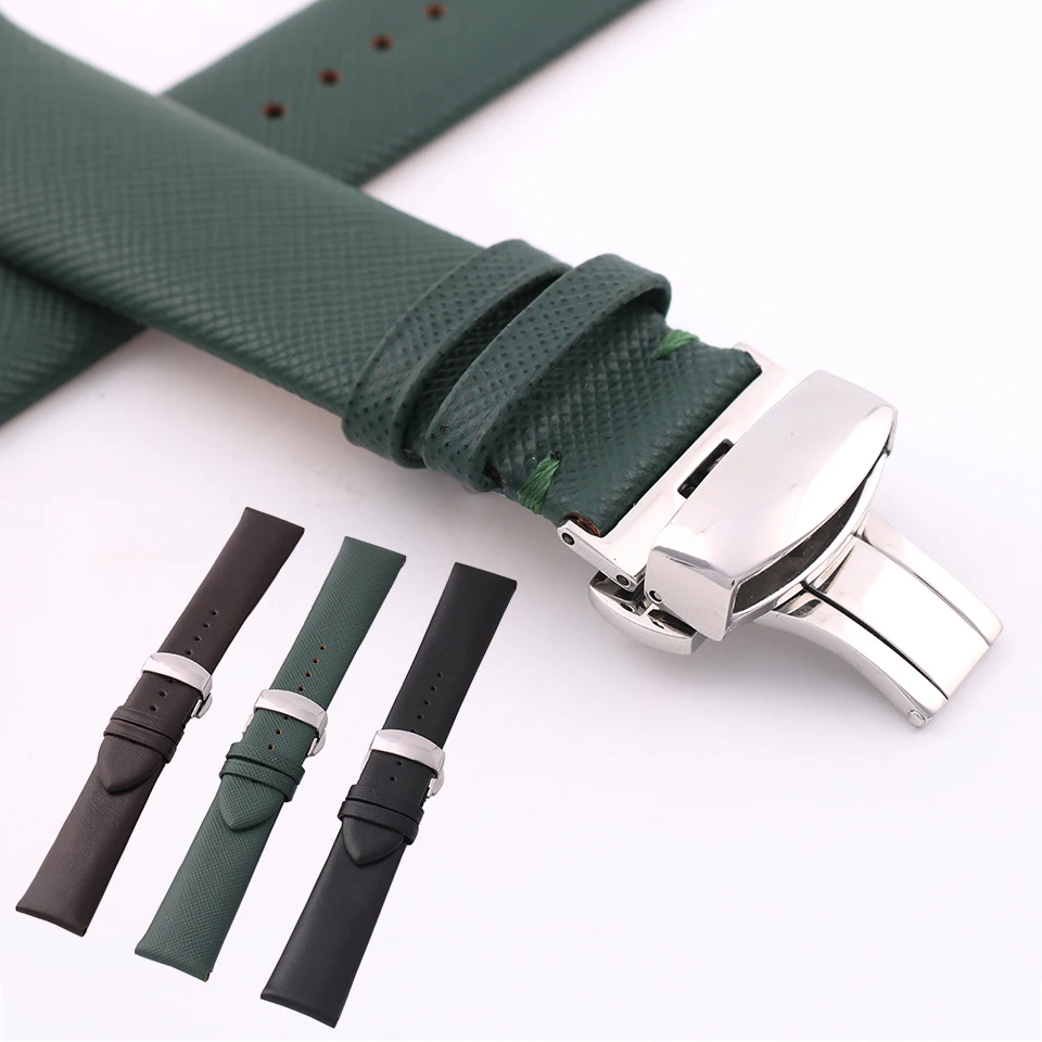 Durable Genuine Leather Watch Strap For Men & Women With Butterfly