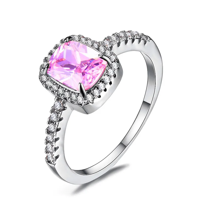 Роскошные женские туфли-лодочки принцессы для девочек кольцо с розовым камнем в стиле «Бохо 925 пробы Серебрянное обручальное кольцо обещание обручальные кольца для влюбленных для Для женщин