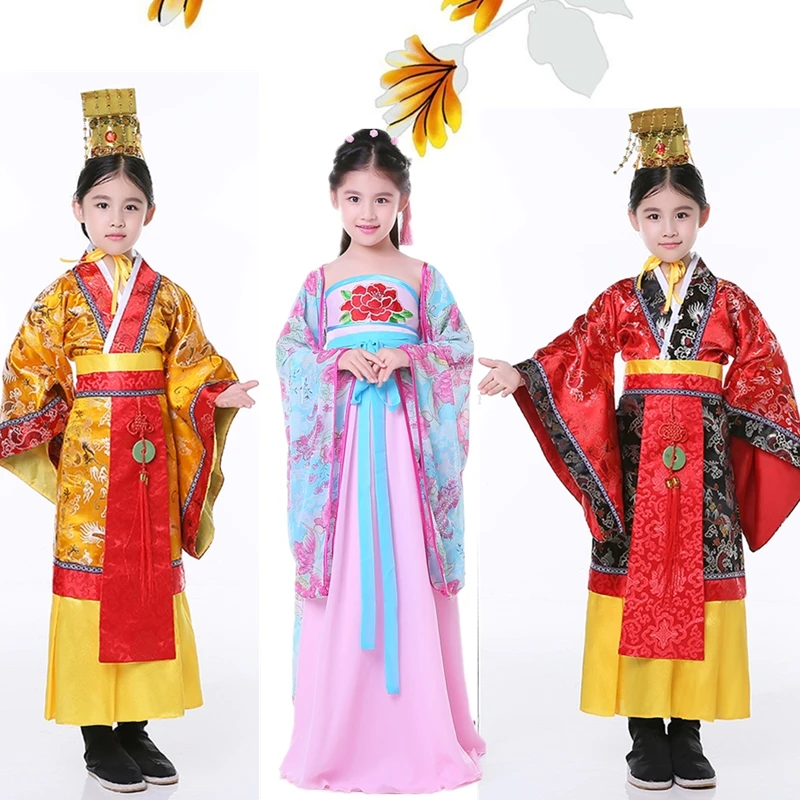 Filles Garçons Chinois Empereur Costume Costumes Anciens Chinois Prince Robe Vêtements Tang Dynastie Halloween Vêtements(
