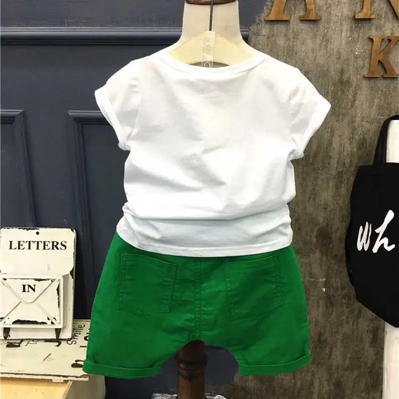 Комплект из 2 предметов, летняя спортивная одежда для маленьких мальчиков Детский Повседневный комплект одежды для девочек и мальчиков