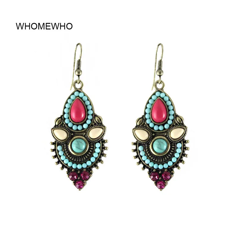 

Antique Gold Indian Bridal Jhumki Bohemia Acrylic Beads Vintage Earrings Korean Fashion Wedding Engagement Party Club Jewelry