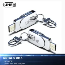 Uhe металла Тип-c 2.0 USB 2.0 USB Flash Drive 32 ГБ высокое Скорость смартфон Memory Stick 16 ГБ накопитель металла флешки и диск