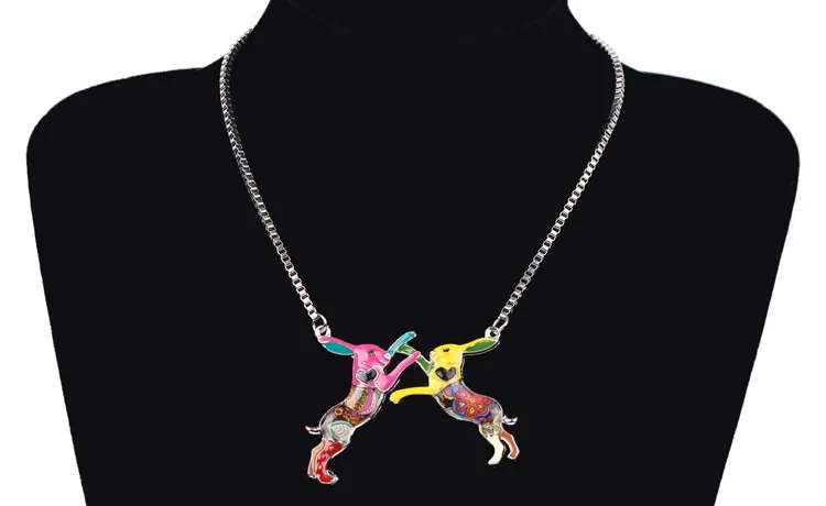 Bonsny Statement Metal Alloy Animal Rabbit Hares Choker Necklace Chain Collar Pendant 2016 Fashion New Enamel Jewelry Women 7