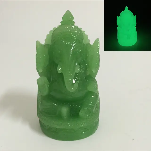 Leucht Ganesha Buddha Statue Menschen Verursachten Jade Stein