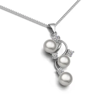 

Noble fashion 925 sterling silver pearl pendant necklace.Women accessories solid silver necklace jewelry dress long necklace