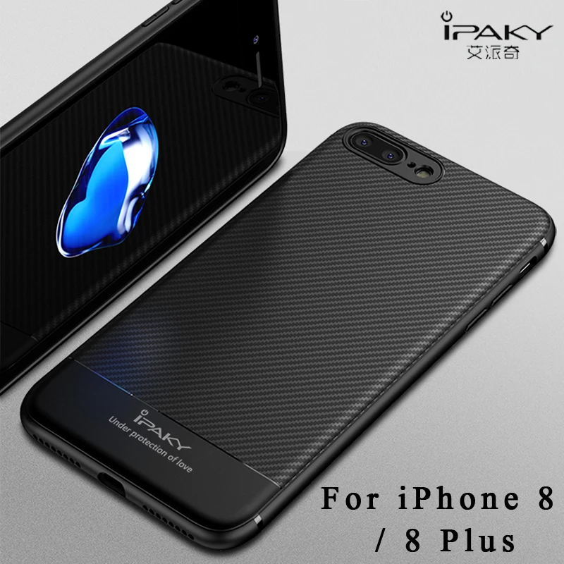 For iPhone 8 case ipaky coque 7 plus iPhone8 Silm Carbon Fiber skin Silicone Cover iphone cases |
