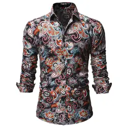 2019 рубашка с цветочным рисунком Мужская Новая Летняя Повседневная рубашка серая с принтом Гавайи Мужская рубашка с длинным рукавом тонкая