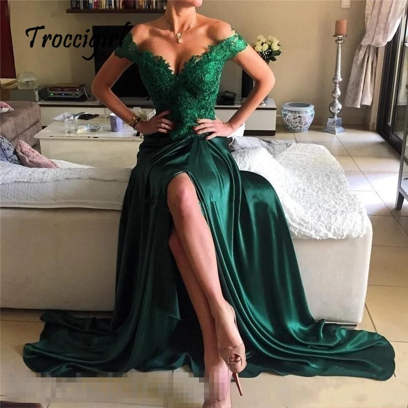 

Abiye robe de Soiree Arabe vestidos formales verde esmeralda vestido de fiesta formal vestido sexy split partido vestidos ves