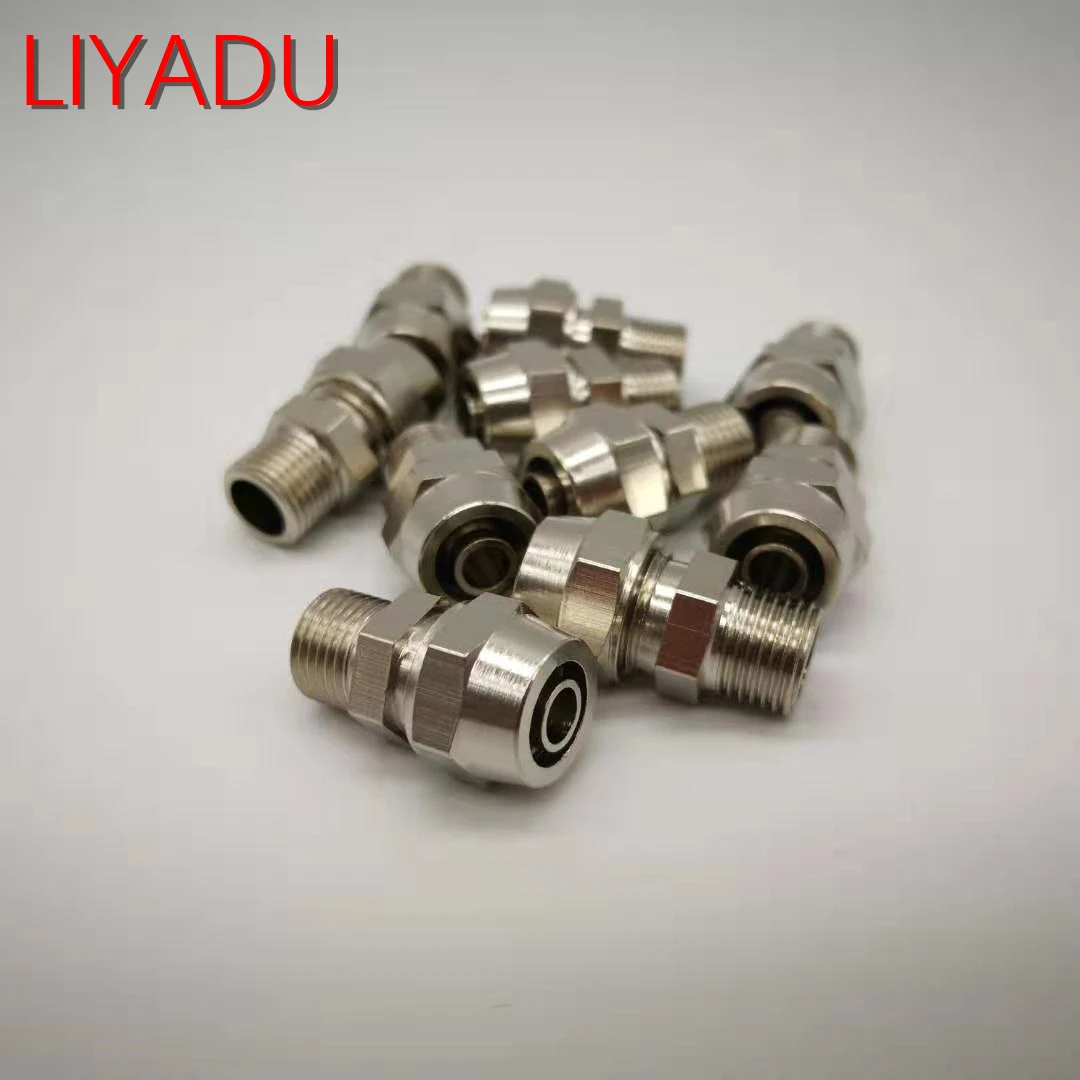 

10pcs PC6-M5/M6/01/02/03/04 trachea Quick screw connector copper pneumatic components Fast twist joint PC 6mm Tube M5 M6 1/8