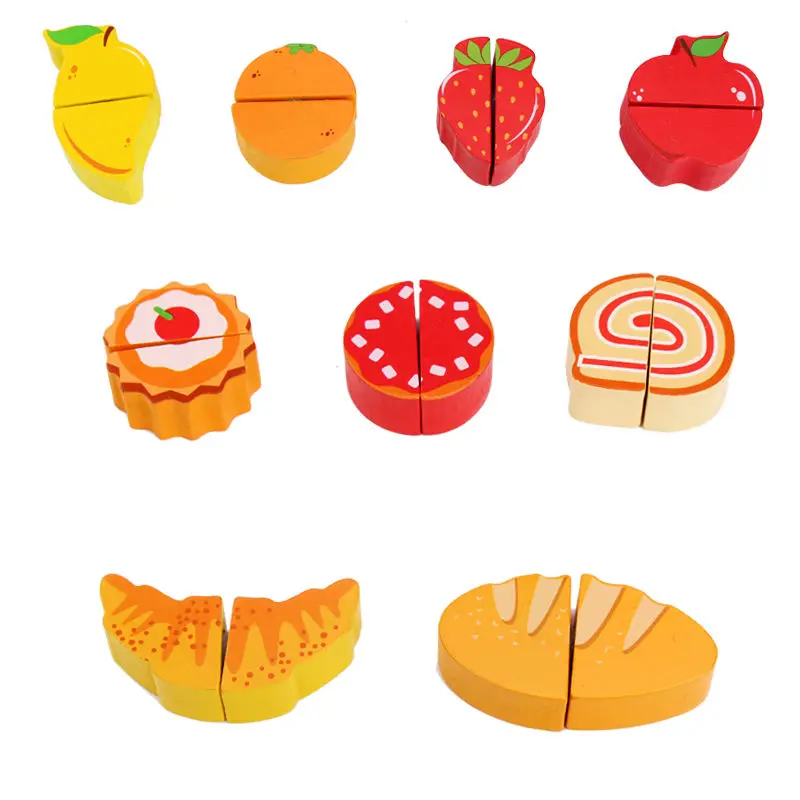 Новое поступление Имитационные игрушки для покупок фруктовый магазин для супермаркетов Деревянный игрушки для детей занятие игрушки торт пончик вырезанный развивающие