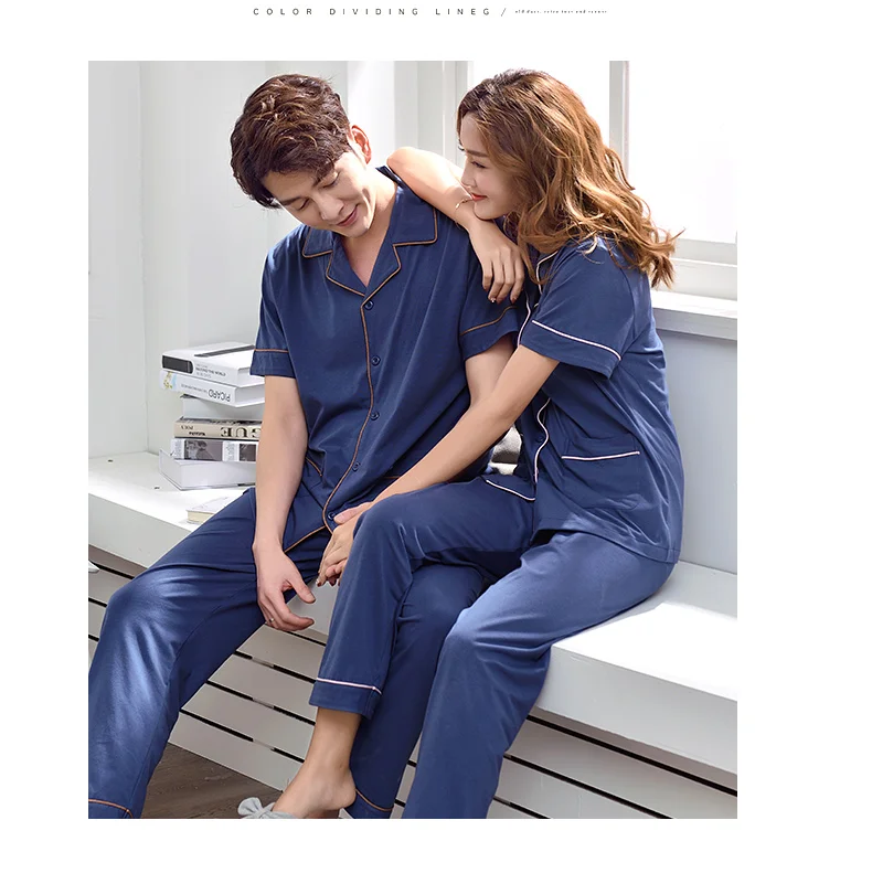 J & Q Pijama Hombre Coton 2019 летние короткие пижамы для мужчин и женщин спальный костюм модная Домашняя одежда пара пижам комплект