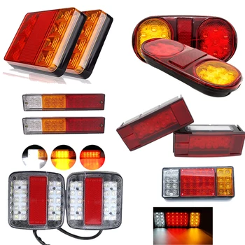 

Marlaa 2pcs Car Truck LED Taillights Red Yellow Rear Tail Light Lamp DC 12V 24V for Trailer Boat UTE Car Styling Warning Light
