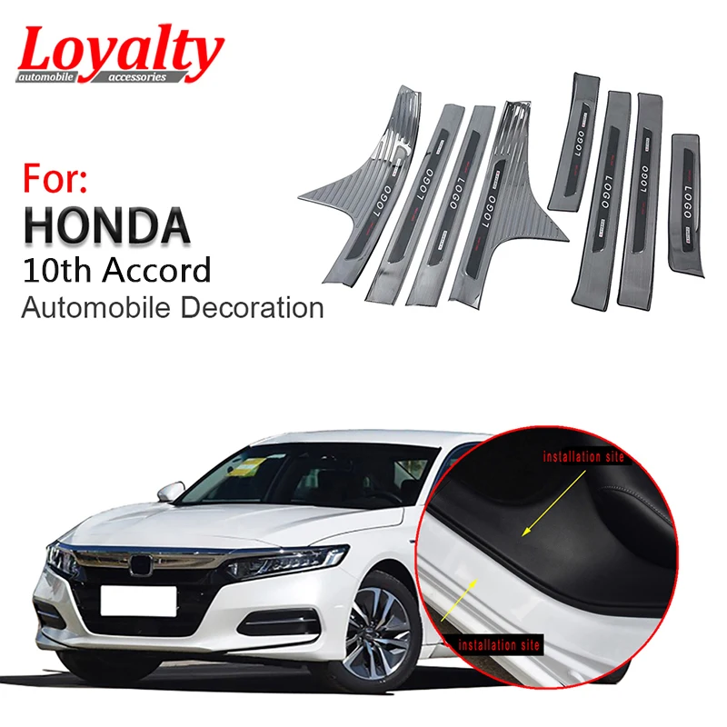 

Loyalty for Honda 10th Accord 2018 2019 Door Sill Threshold Cover Trim Black Titanium Stainless Steel Car Styling Accessories
