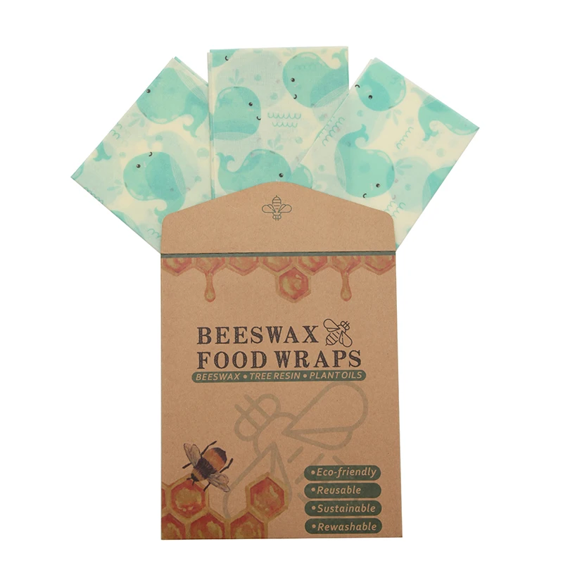 

Reusable Beeswax Food Wraps Washable Packaging Oil Cloth Food Fresh Keeping Covers Lid 3 PCS
