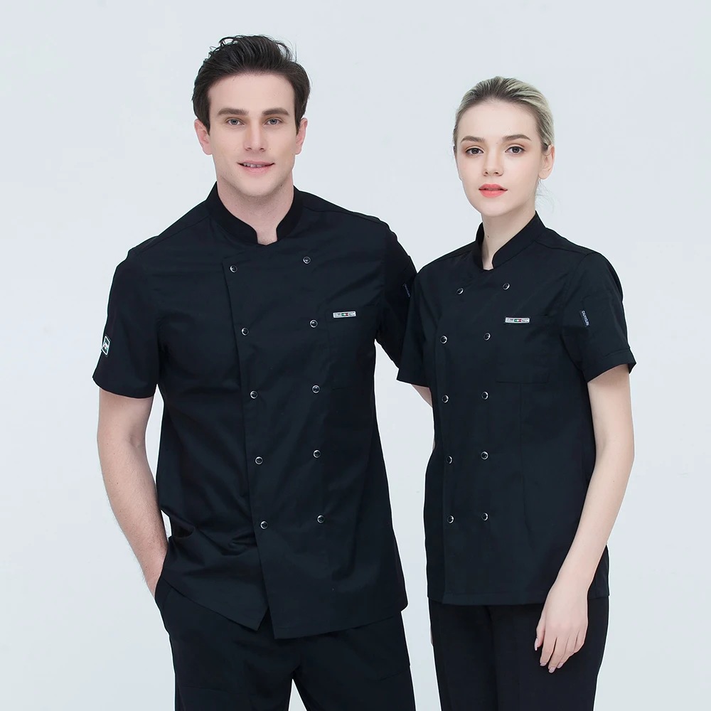 

High Quality Hotel Chef Uniform Suit Short Sleeved Chef Jacket Restaurant Waiter Kitchen Uniform Cooking Clothes
