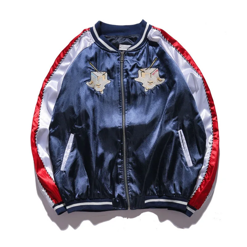 Aolamegs Men Women Japan Yokosuka Jacket Bread Milk Bird Embroidery Fashion Vintage Baseball Uniform Kanye West Bomber Jackets (9)