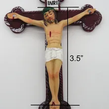 Католической 3.5 дюймов смолы Иисуса Христа на INRI Крест Распятие стены дома Часовня украшения Скульптура отправка