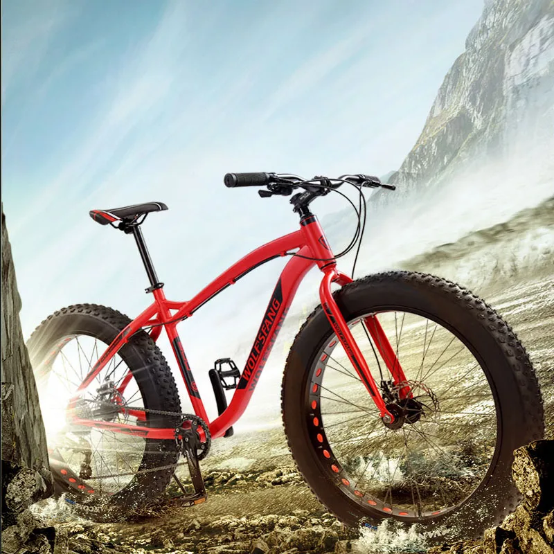 Wolf's fang new Bicycle Mountain bike 26 inch Fat Bike 8 speeds Fat Tire Snow Bicycles Man bmx mtb road bikes free shipping