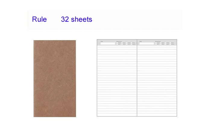 4," x 8,3" блокнот Мидори путешественника запасной блок 110 мм x 210 мм пустая точечная сетка бумага графа-бумага с линейкой 32 листа стандартный стиль - Цвет: Ruled