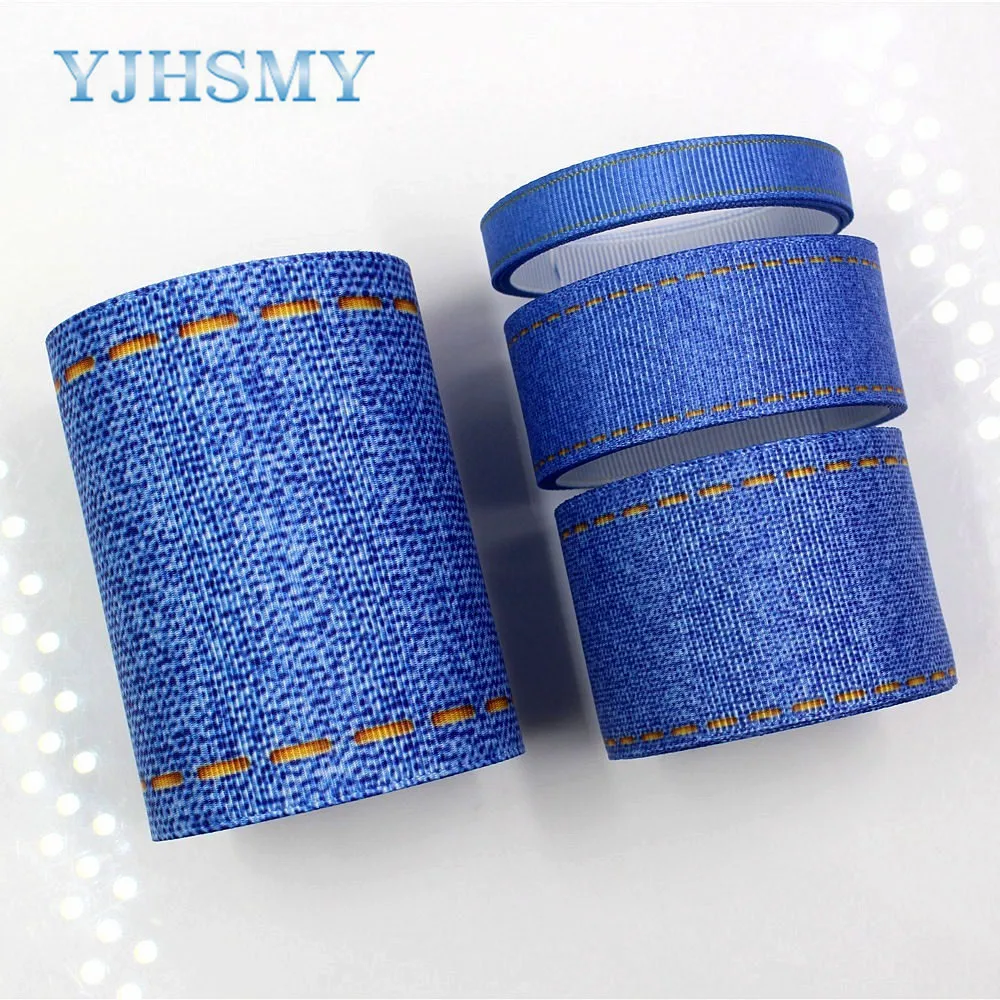 

YJHSMY G-18524-298,10 yard,10/25/38/75 mm jeans series Printed grosgrain ribbons,DIY Hair accessories Material wedding gift wrap
