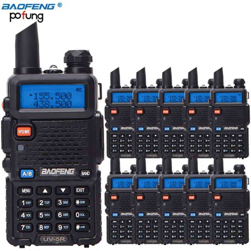 10 шт. BaoFeng UV-5R двухдиапазонный VHF/UHF136-174Mhz и 400-520 мГц Walkie Talkie двухстороннее радио Baofeng ручной UV5R Ham Портативный радио