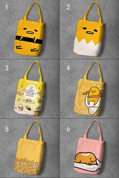 

Gudetama Cartoon Student Printed Canvas Recy Shopping Bag Large Capacity Customize Tote Fashion Ladies Casual Shoulder Bags