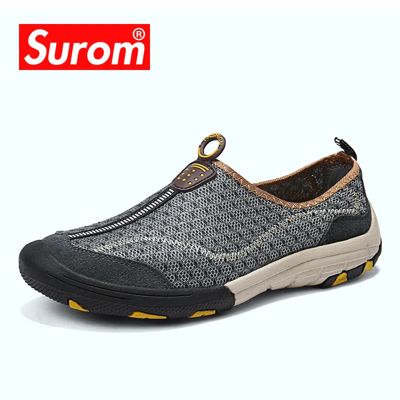 

SUROM Summer Shoes Man Slip on Loafers Comfortable Breathable Mesh Male Shoes Adult Outdoor Ons Sneakers Non Slip Moccasins