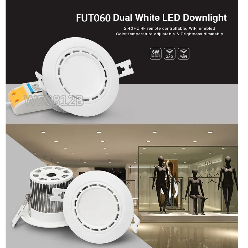 Miboxer 6 Вт двойной белый/RGB+ CCT светодиодный светильник AC86-265V FUT060/FUT068 светодиодный светильник с регулируемой яркостью и дистанционным управлением FUT092/FUT005