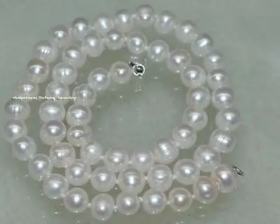

Wholesale FREE SHIPPING > wholesale 7-8mm Cultured white pearl Necklace 925 silver Clasp