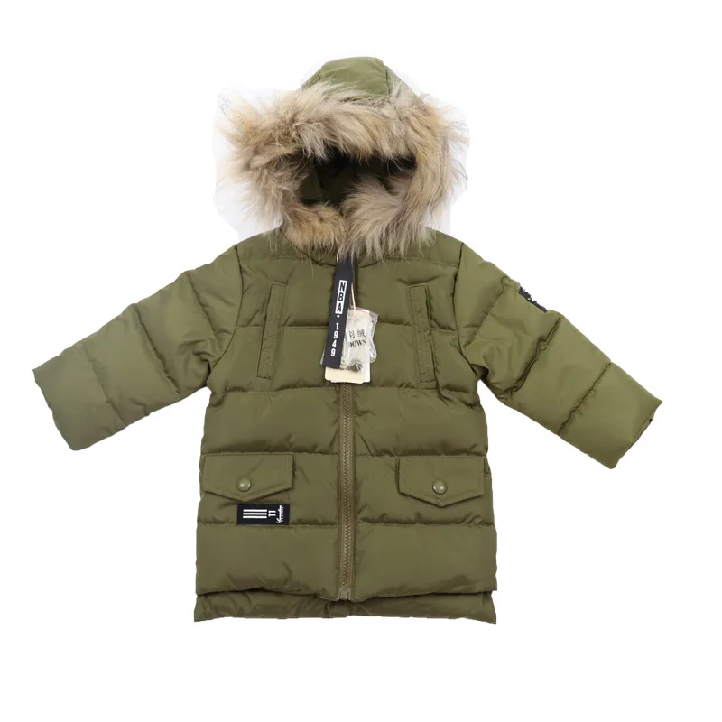 

2018 Winter New Arrival warm fashion casual all-match long style down jacket with fur collar for cute handsome cool baby boys