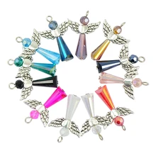 12 шт смешанные бисерные стеклянные бусины танцевальные Подвески Крылья Ангела 32 мм x 21 мм DIY Подвески поиск для ожерелья ювелирных изделий Аксессуары