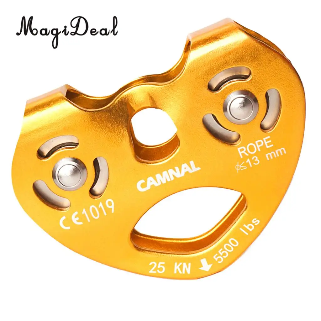 25KN Zipline Cable Trolley Pulley Double Rope Speed Tolley with Ball Bearing for Rock Climbing Accessories Caving Rescue Device