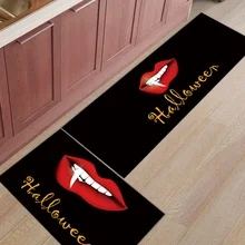 2 шт. кухонные подстилки И КОВРИКИ НАБОР современный Хэллоуин красные губы домашний декор Нескользящая зона бегун входной коврик