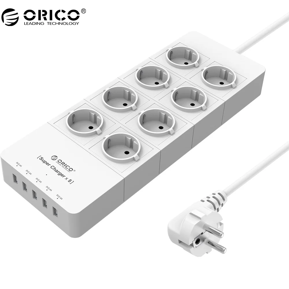Goede ORICO HPC EU Plug Overspanningsbeveiliging Power Strip met 4 6 8 Outlet amp; 5 Poorten USB Super Charger 1.5 Meter Power Cord