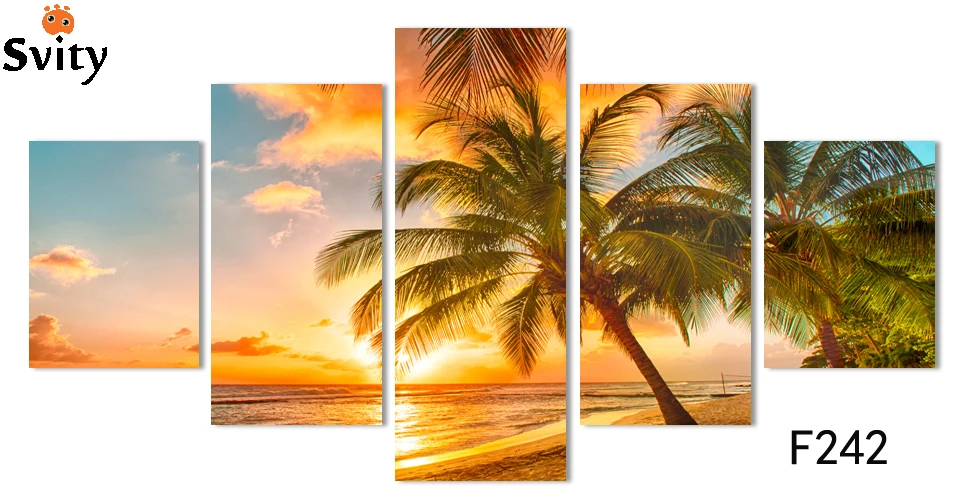 5 rectangles digital pictures home decoration wall stickers art canvas