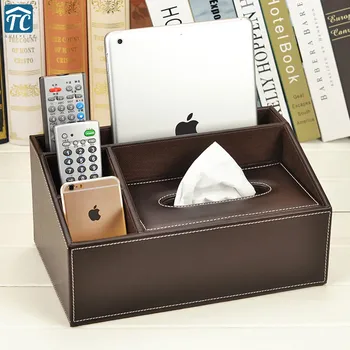 

Leather Multi-function Tissue Box Living Room Coffee Table Remote Control Storage Tray Creative Simple Home European Organizor