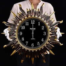 Европейские солнечные большие настенные часы антикварные Роскошные бесшумные Ретро Dekoratif Saat зеркальные часы декор для гостиной идеи подарка Horloge Z014