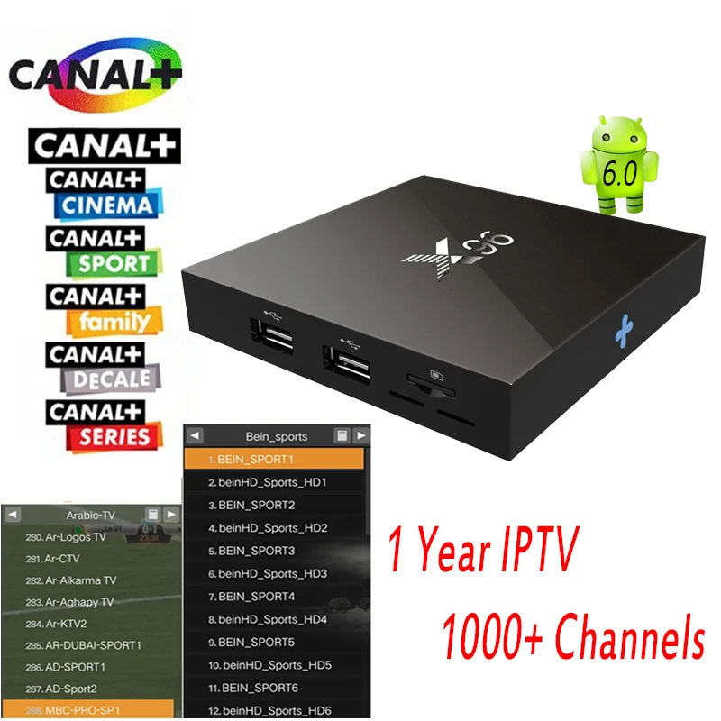 Prix pour 1 Année Europe Arabe Français IPTV 1000 + Canaux X96 Android 6.0 Smart Tv boîte 2 GB RAM 16 GB ROM Amlogic S905X Quad Core IPTV Boîte Prix pour 1 Année Europe Arabe Français IPTV 1000 + Canaux X96 Android 6.0 Smart Tv boîte 2 GB RAM 16 GB ROM Amlogic S905X Quad Core IPTV Boîte