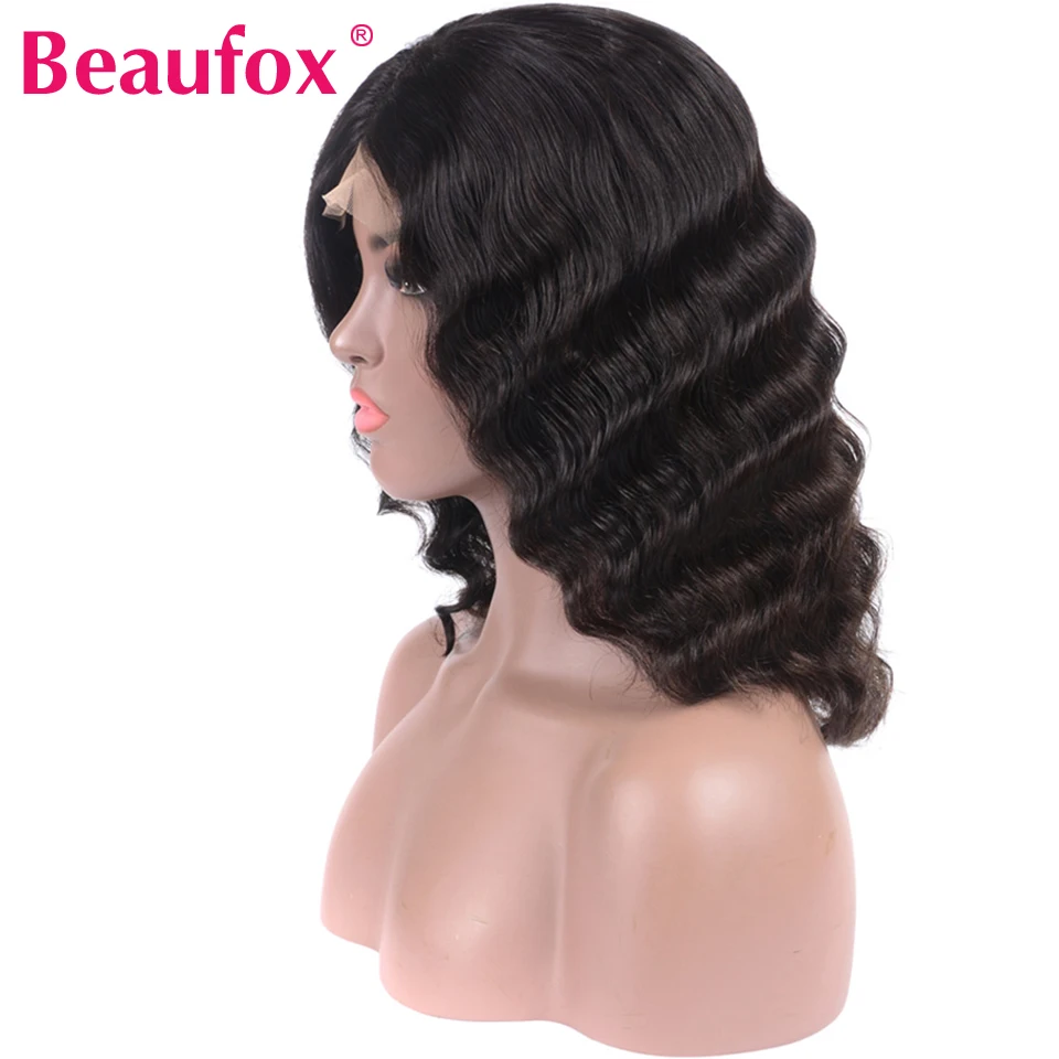 Beaufox Bob Wig Short Lace Front Human Hair Wigs Wavy Wig Pre Plucked Natural Hairline 150% Indian Remy Hair Lace Front Wig Bob (6)