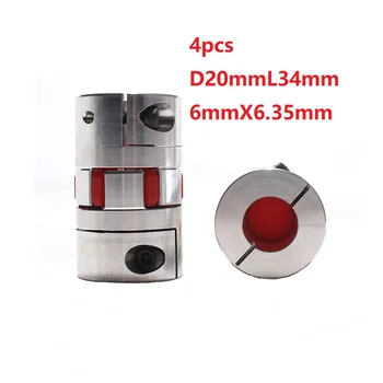 

4pcs 6x6.35 D20L34 Aluminium Shaft Plum Coupling Motor Connector Flexible shaft CNC Parts