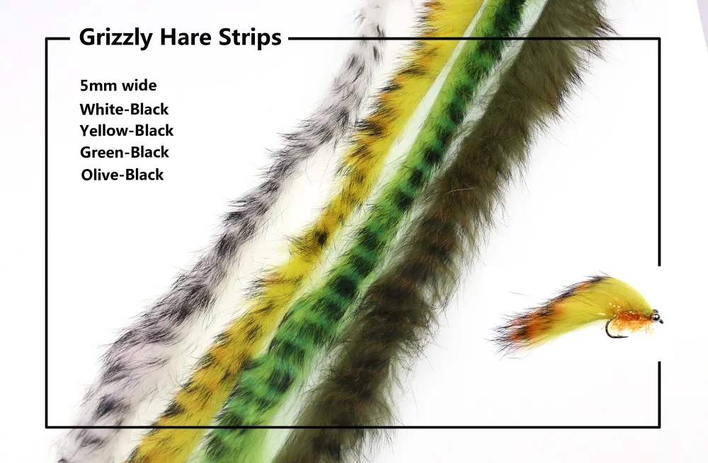 Bimoo 2 шт Кролик Мех заяц Zonker полоски для Минноу стример рыболовных мух изготовление мух материал 5 мм в ширину белый-черный и т. Д