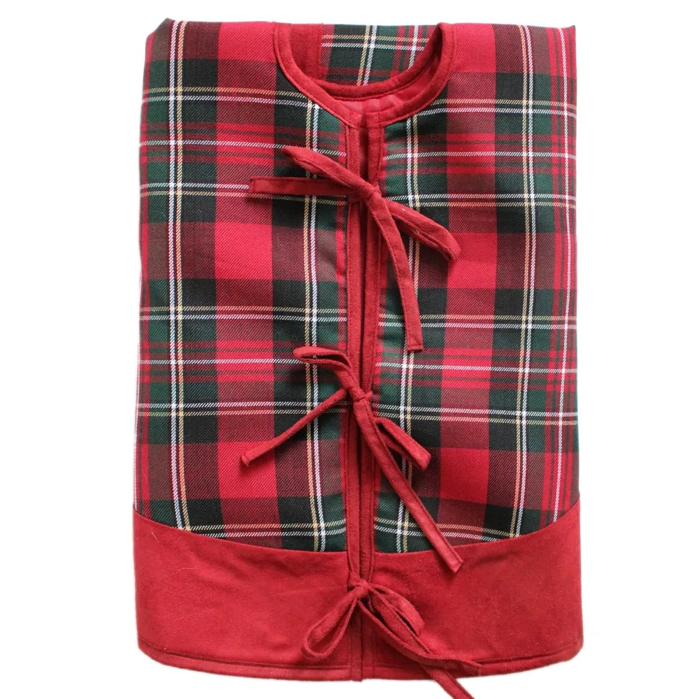 Сорренто грейдон плед центр, красная замшевая кайма, очень большая 5" Рождественская елка юбка