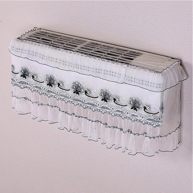 

Lace Hanging Air Conditioning Cover Do not need to remove Flower Printing Cleaning Dust Protecter Case Home Decor 2 Set