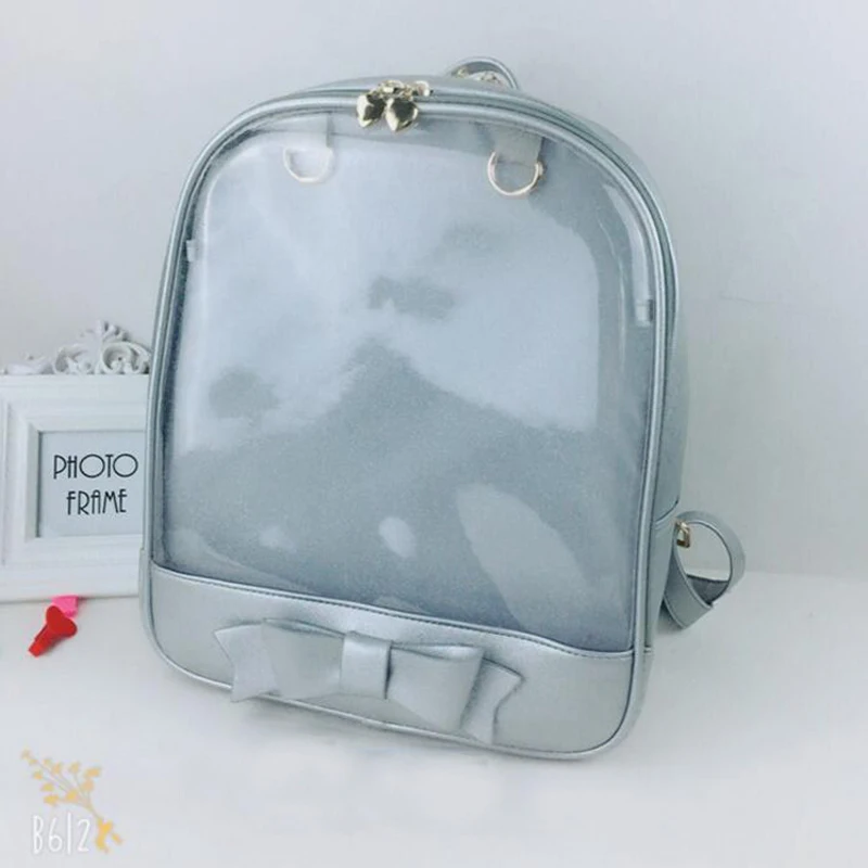 100pcs/lot Cute Clear Transparent Bow Backpack Ita Bag Harajuku School