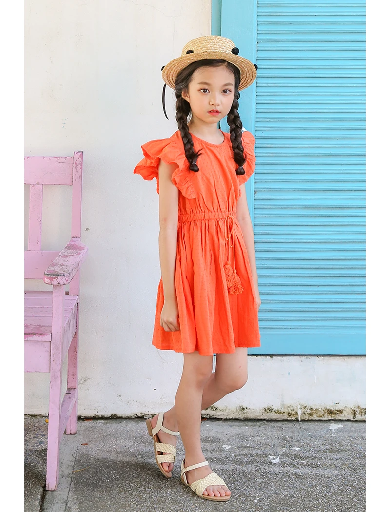 New Summer 2018 Baby Big Girl Dress Children Petal Sleeve Sundress Kids Holiday Party Dresses Clothing Princess Costume For Girls Cotton dress Clothes (15)