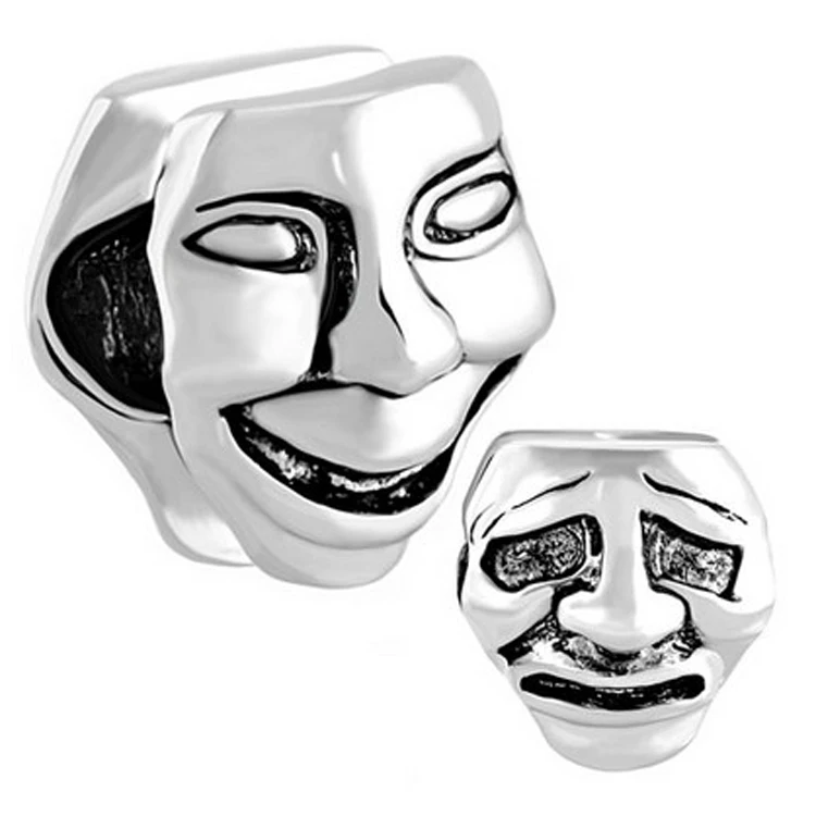 

slide charm Free shipping Japan masks laughing and crying charm beads fit Pandora bracelet