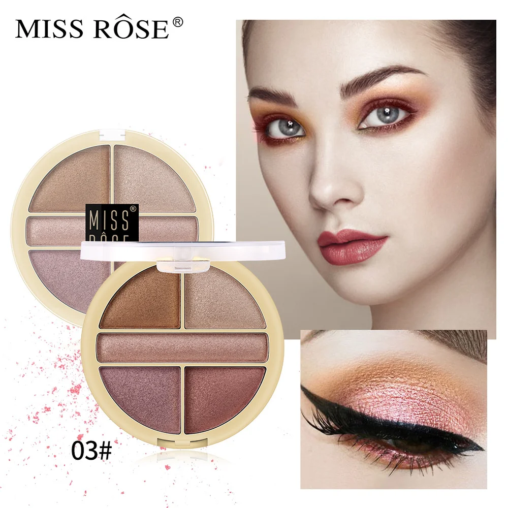 MISS ROSE 5 видов цветов Блеск тени для век Палетка для макияжа жемчужные мерцающие тени Pallete Косметика Maquiagens водонепроницаемые матовые тени для век