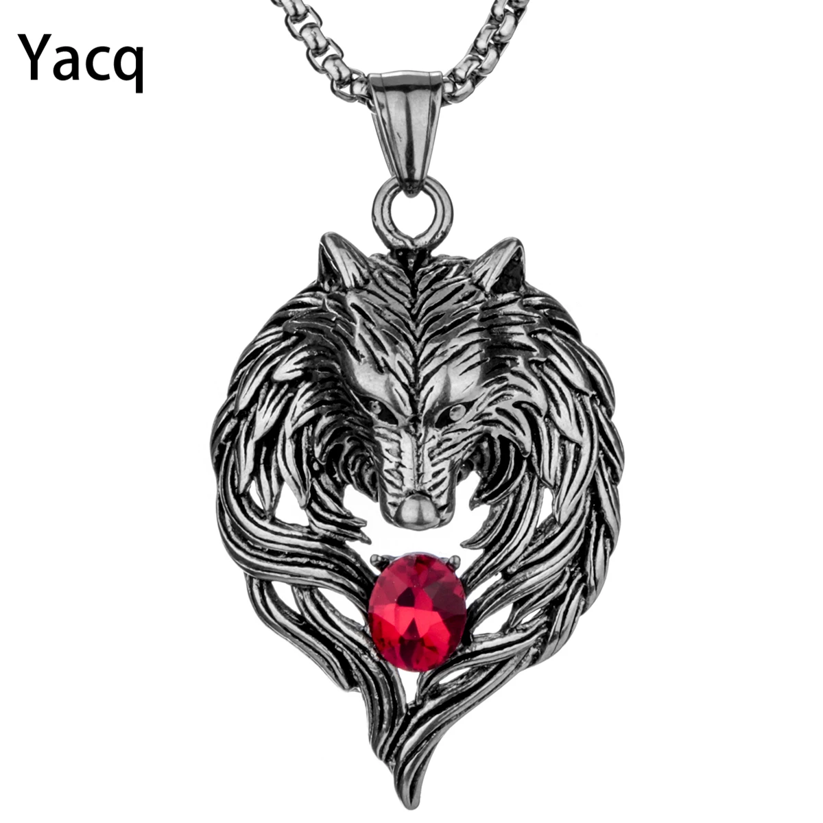 Ожерелье из нержавеющей стали Yacq Wolf для мужчин и женщин цепочка с кулоном