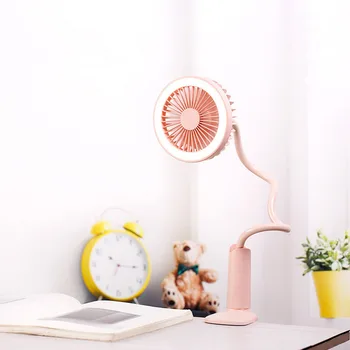 

Besegad 2-Speed Mini Fan Flexible USB Rechargeable Clip-on Cooling Fan with LED Light for Baby Strollers Home School Desktop